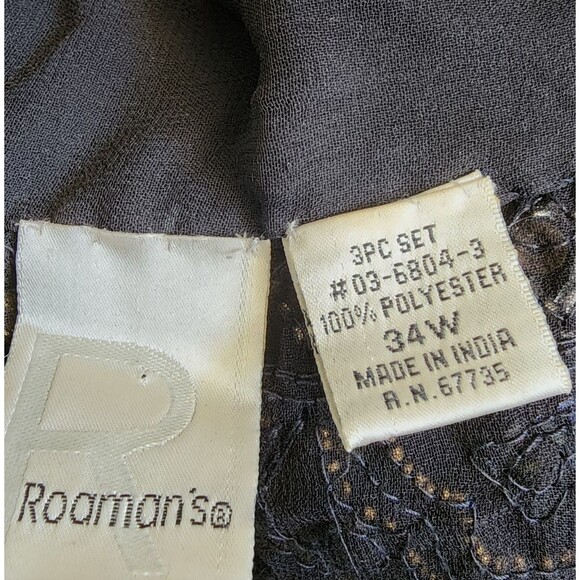 Roaman's Black Sheer Beaded Duster Plus Size 34 - Picture 7 of 8